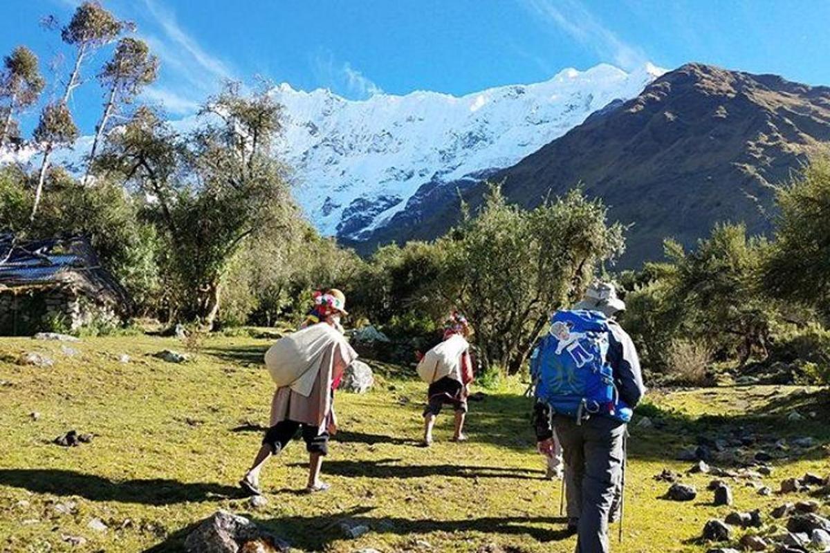 un gruppo di persone che camminano su un sentiero di montagna