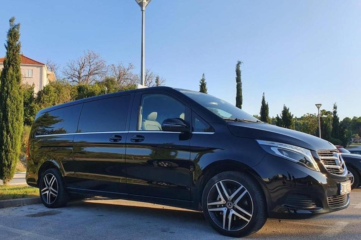 a black van parked in a parking lot