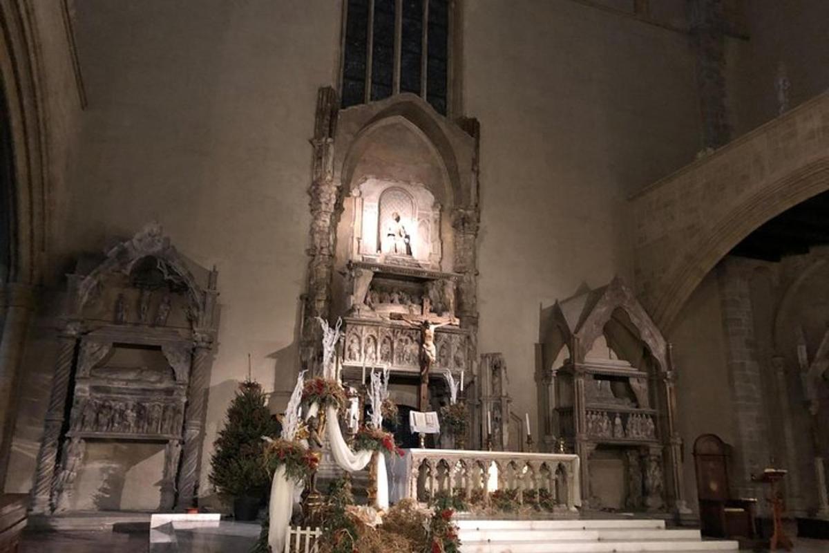 a large altar in a church with christmas decorations