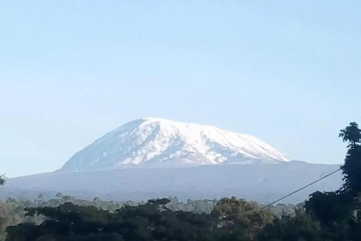 gunung yang dilitupi salji di kejauhan