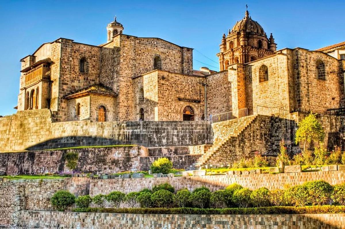 a large castle with steps up to it