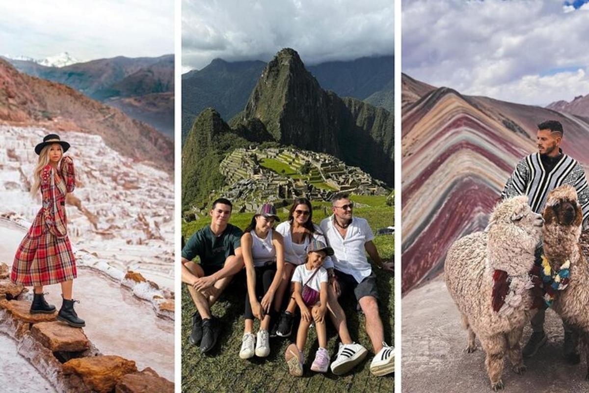 un grupo de personas sentadas en la cima de una montaña
