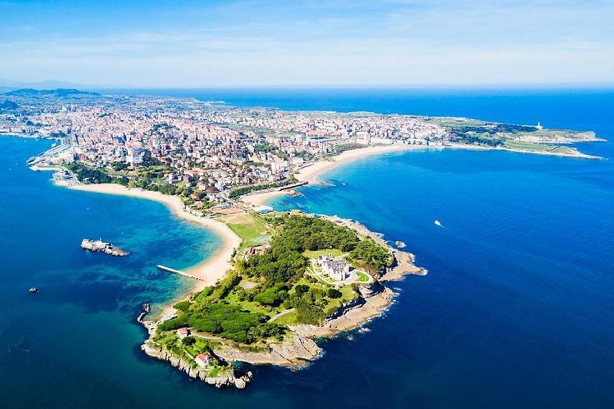 an aerial view of an island in the water
