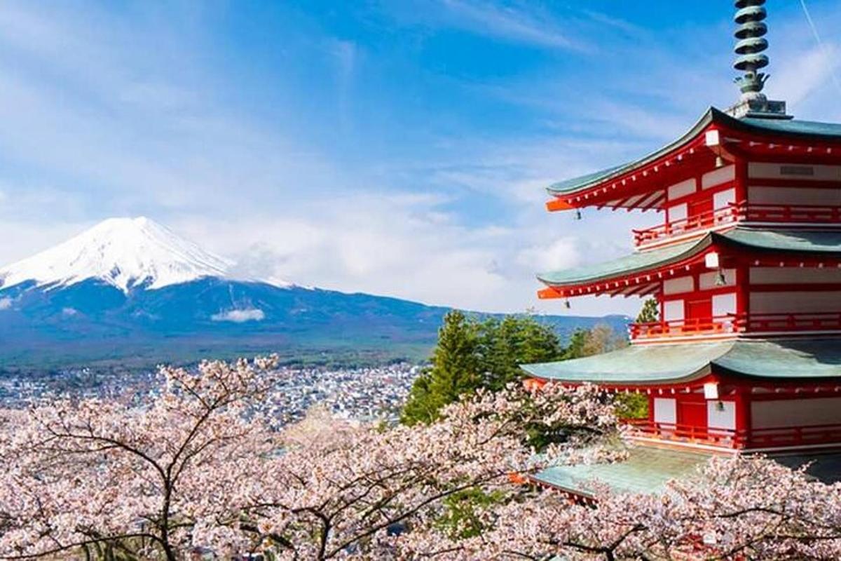 a pagoda with a mountain in the background