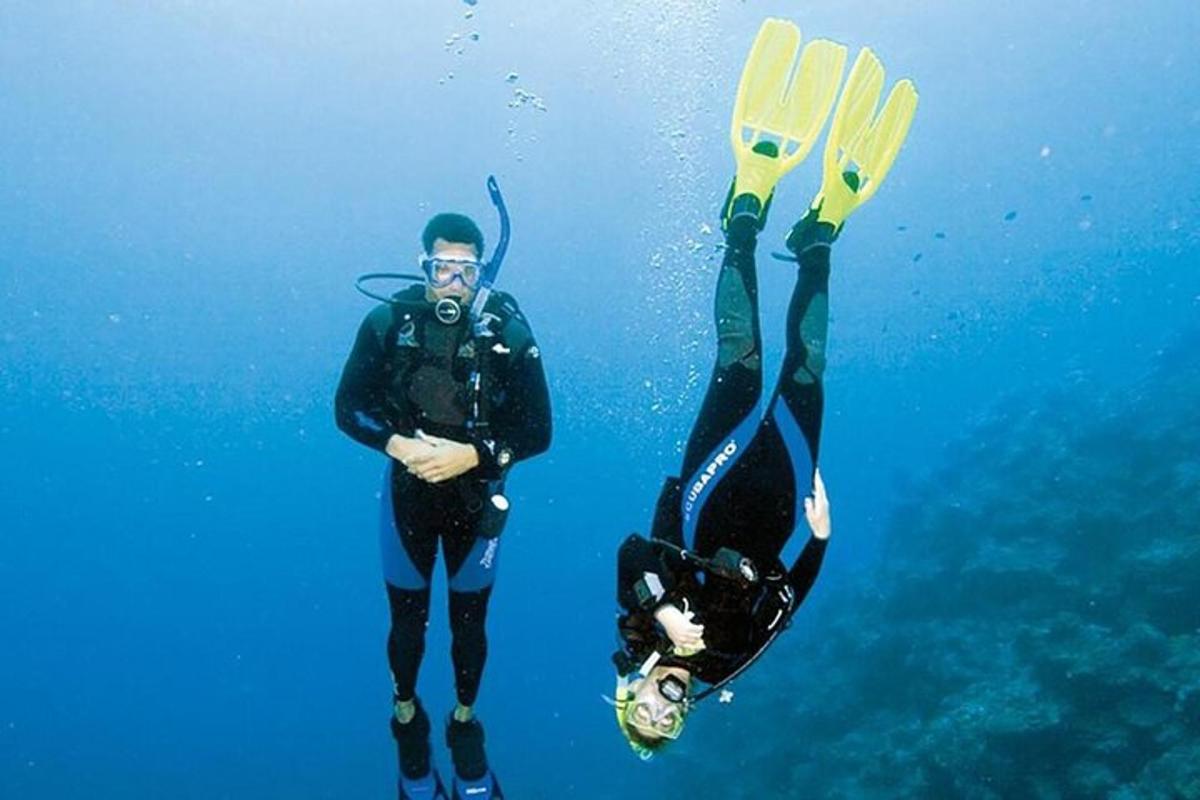 due persone sono in piedi nell'acqua con gli sci