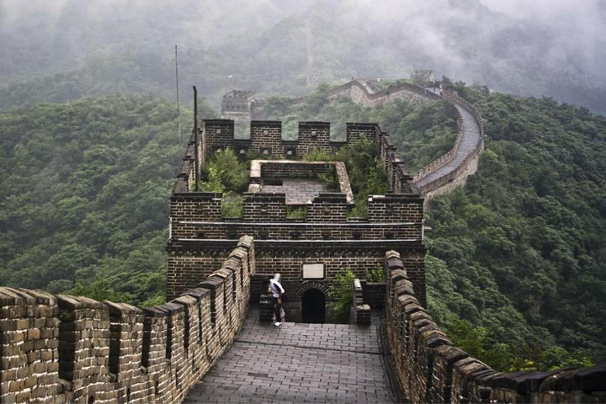 a person on the great wall of china