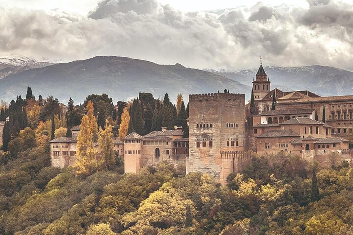un castel mare pe vârful unui deal cu copaci