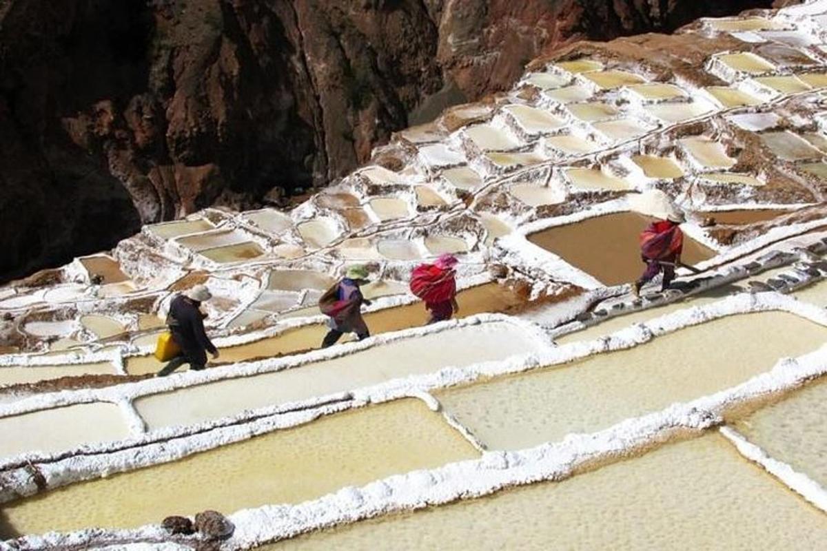 a group of people walking on a snow covered path