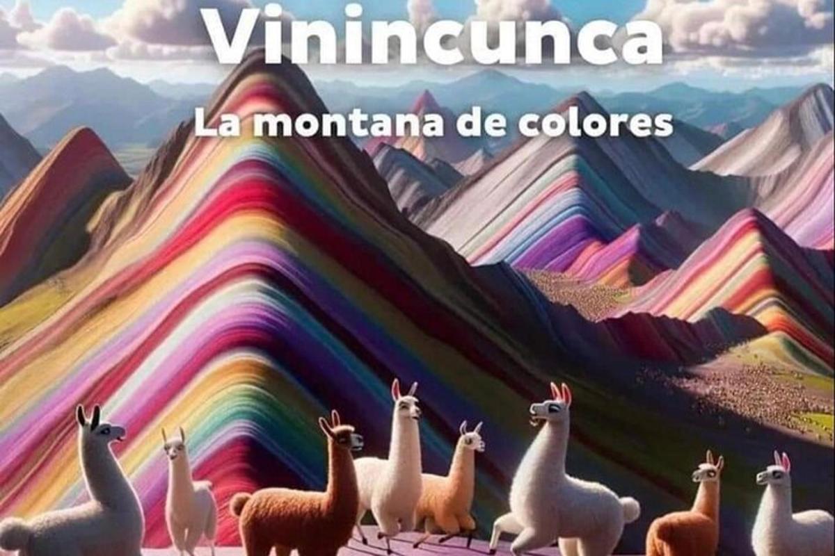 un gruppo di lama in piedi di fronte a una montagna