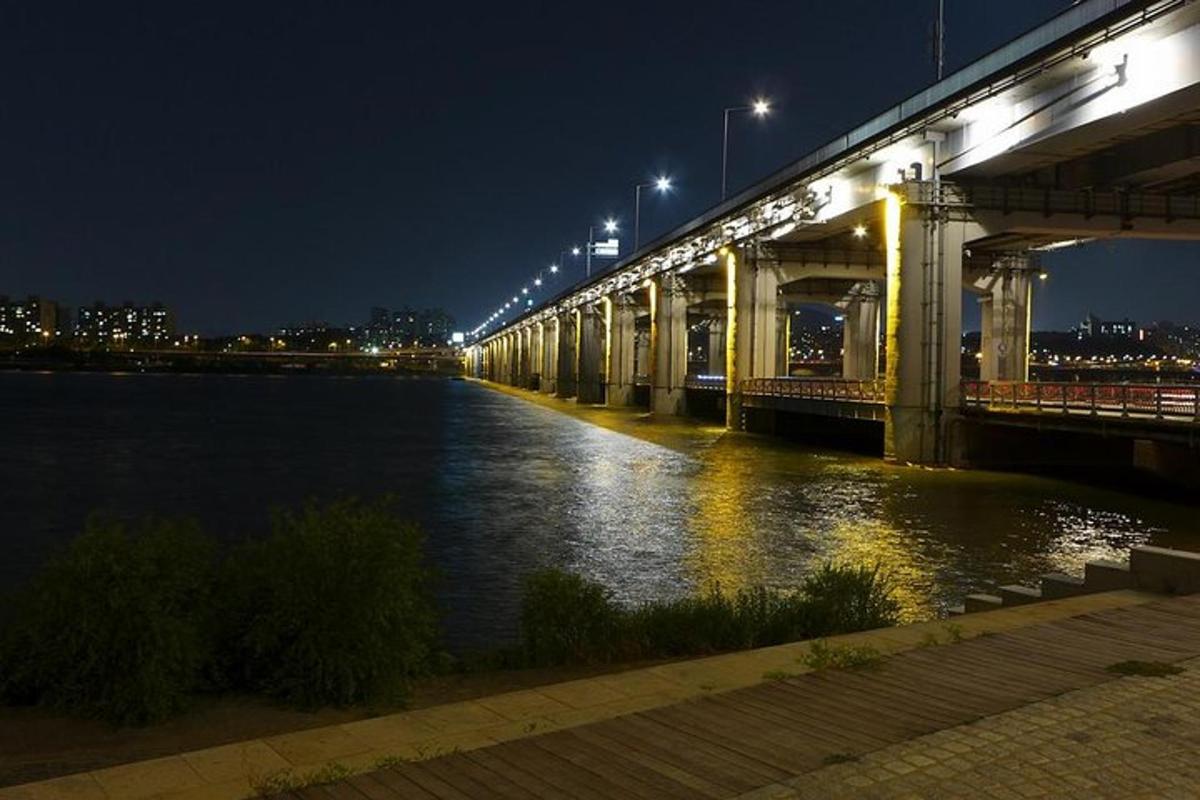 un ponte sopra un fiume di notte