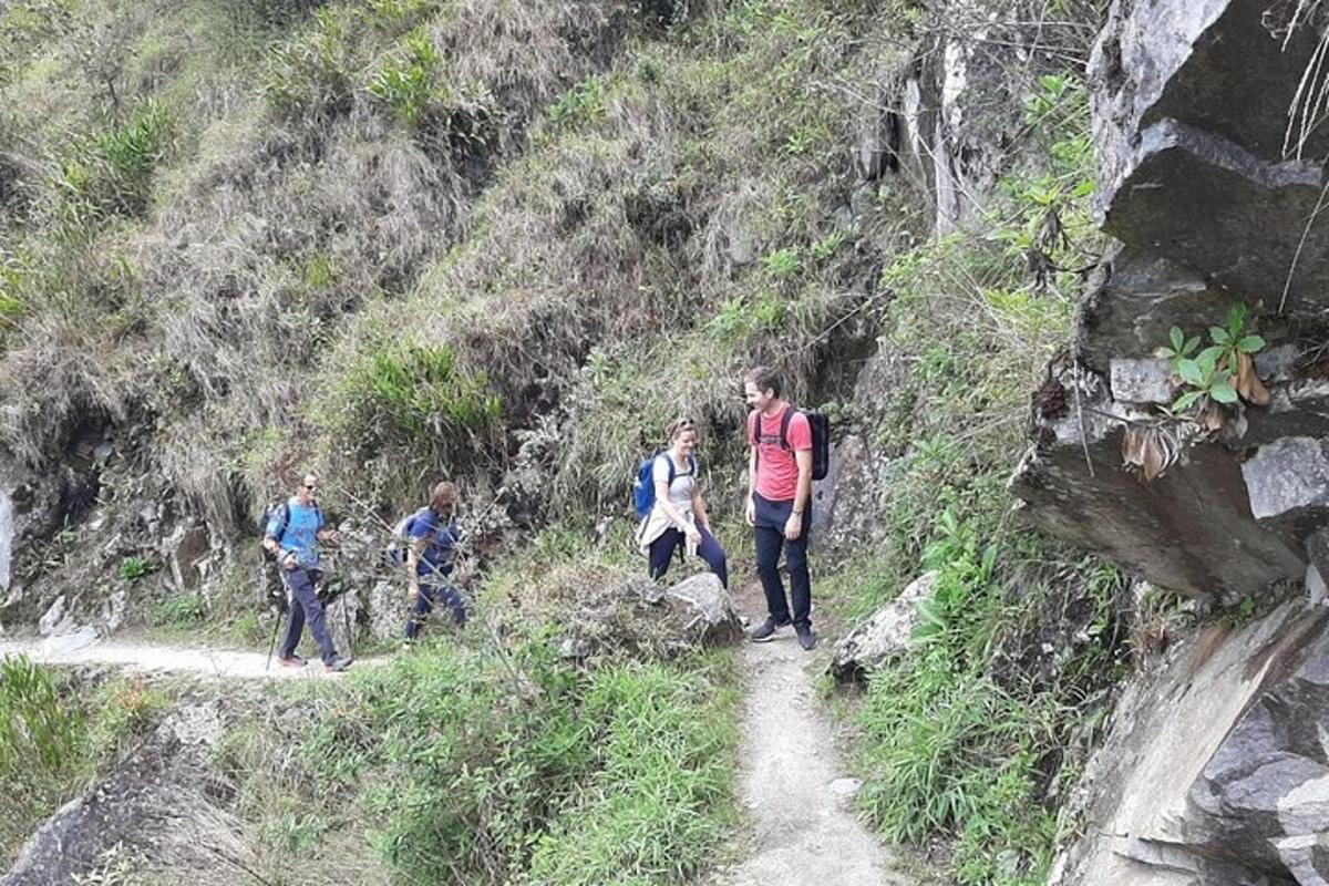un gruppo di persone che camminano su un sentiero di montagna