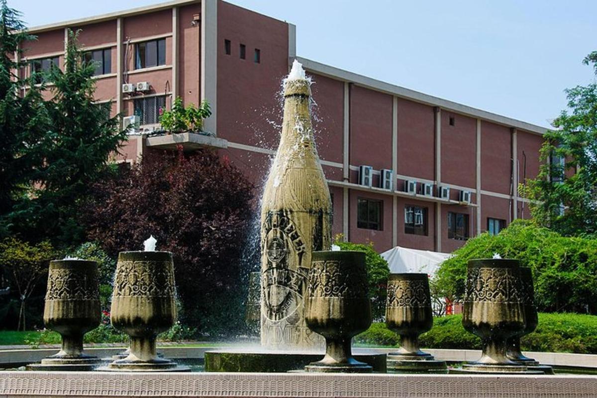 a water fountain in front of a building
