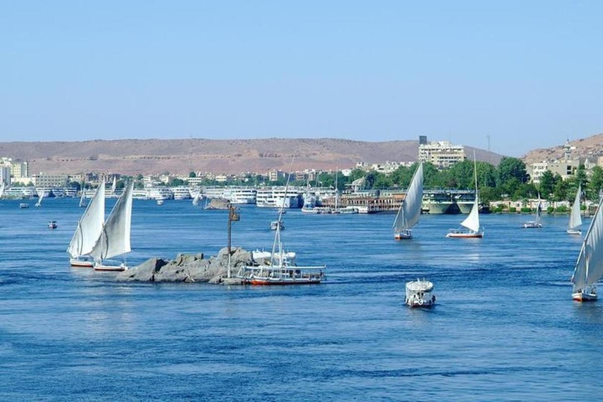un grup de bărci cu pânze într-o mare întindere de apă