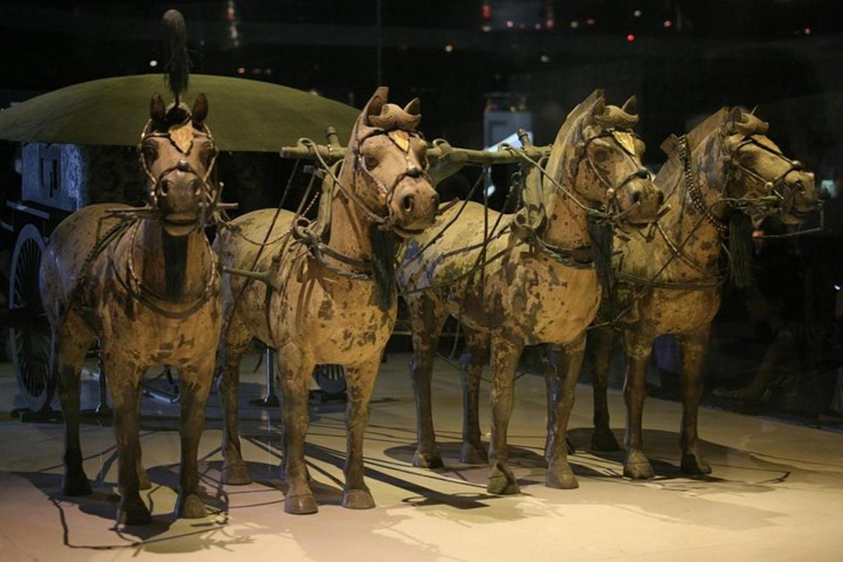 a group of four horses pulling a cart