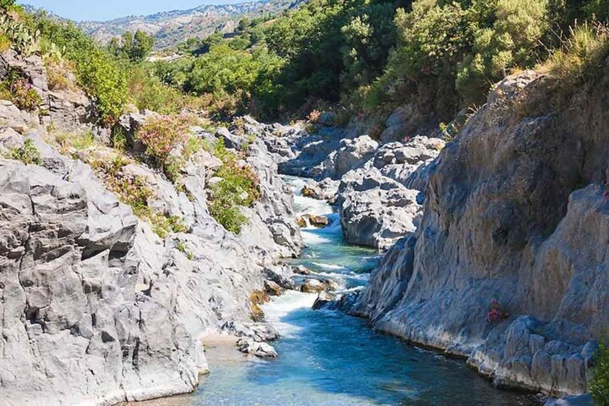 una vista di un fiume in un canyon roccioso