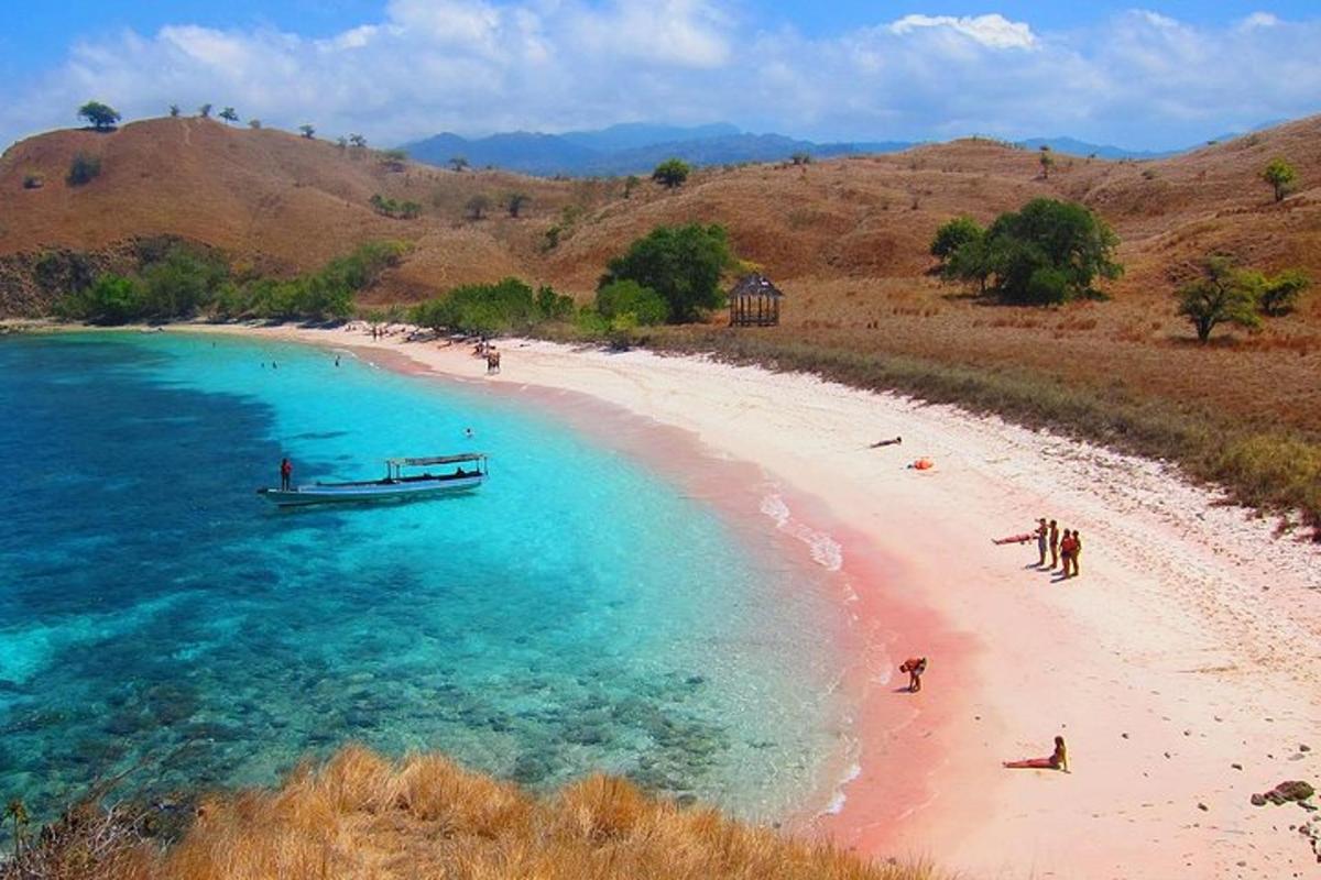 bot di pantai dengan orang di dalam air