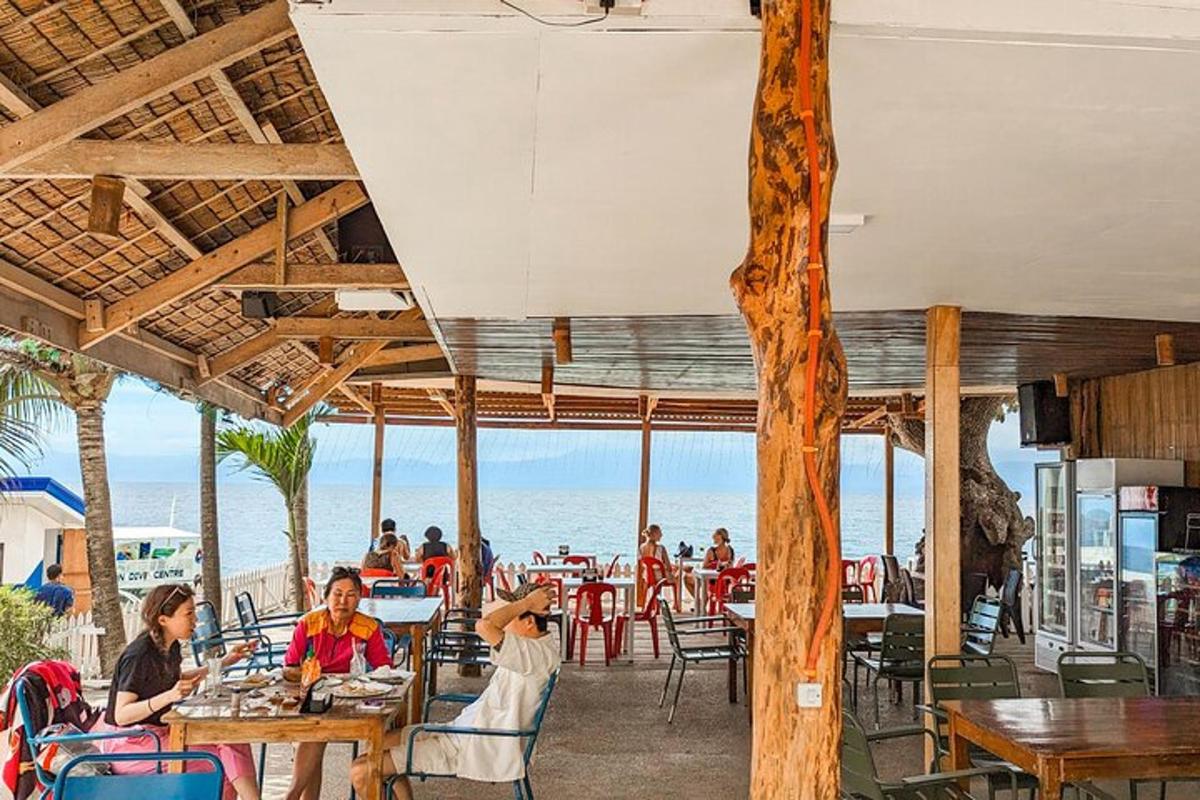 a restaurant with a view of the beach