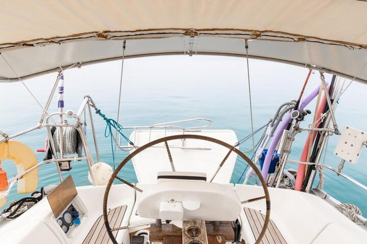 a boat with the view of the water