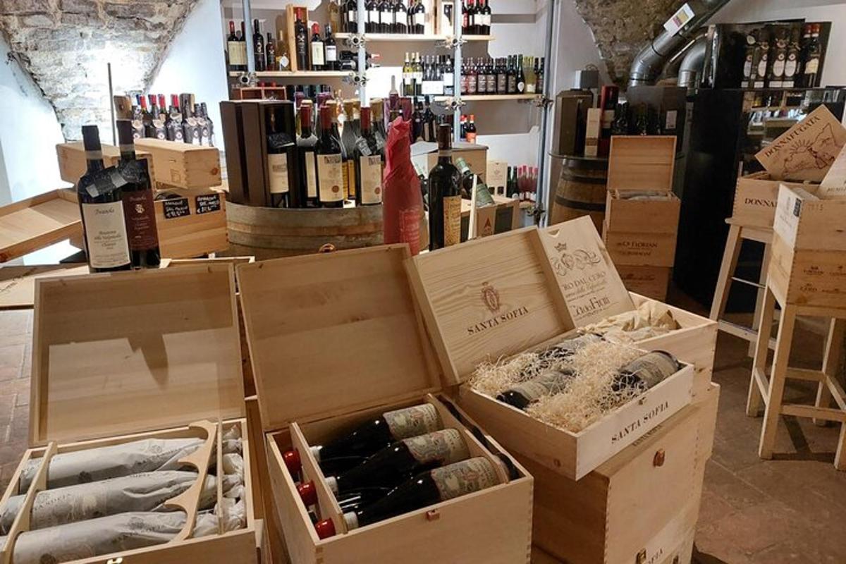 a room filled with boxes of bottles of wine