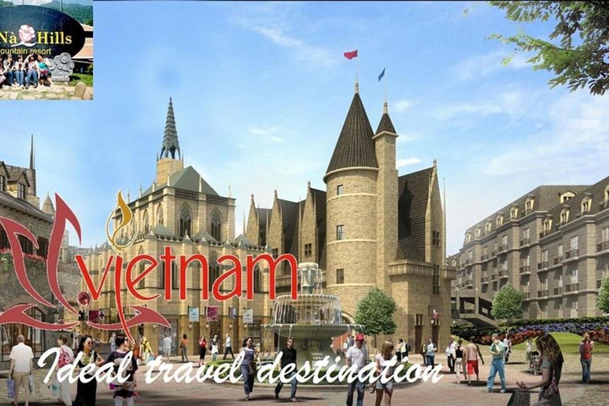 hình ảnh một lâu đài có biển báo ở phía trước