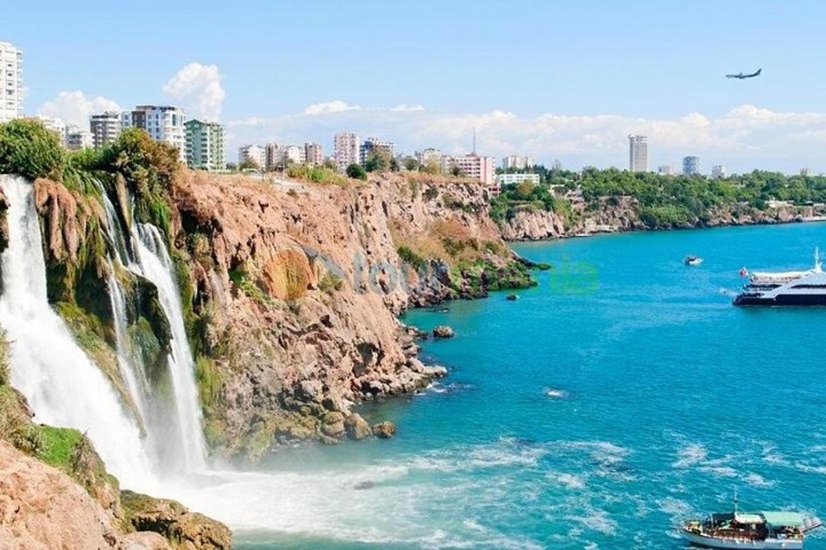a view of a river with a waterfall