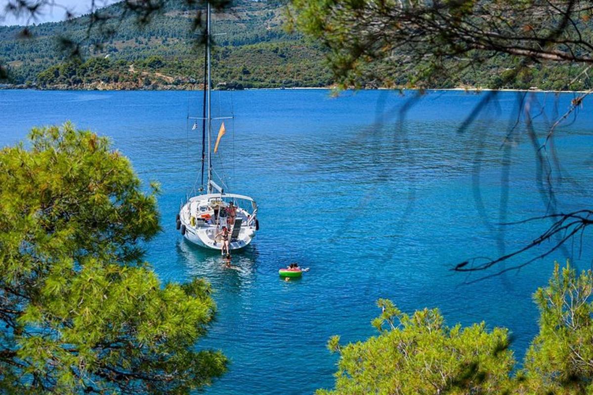 a boat in the middle of a large body of water