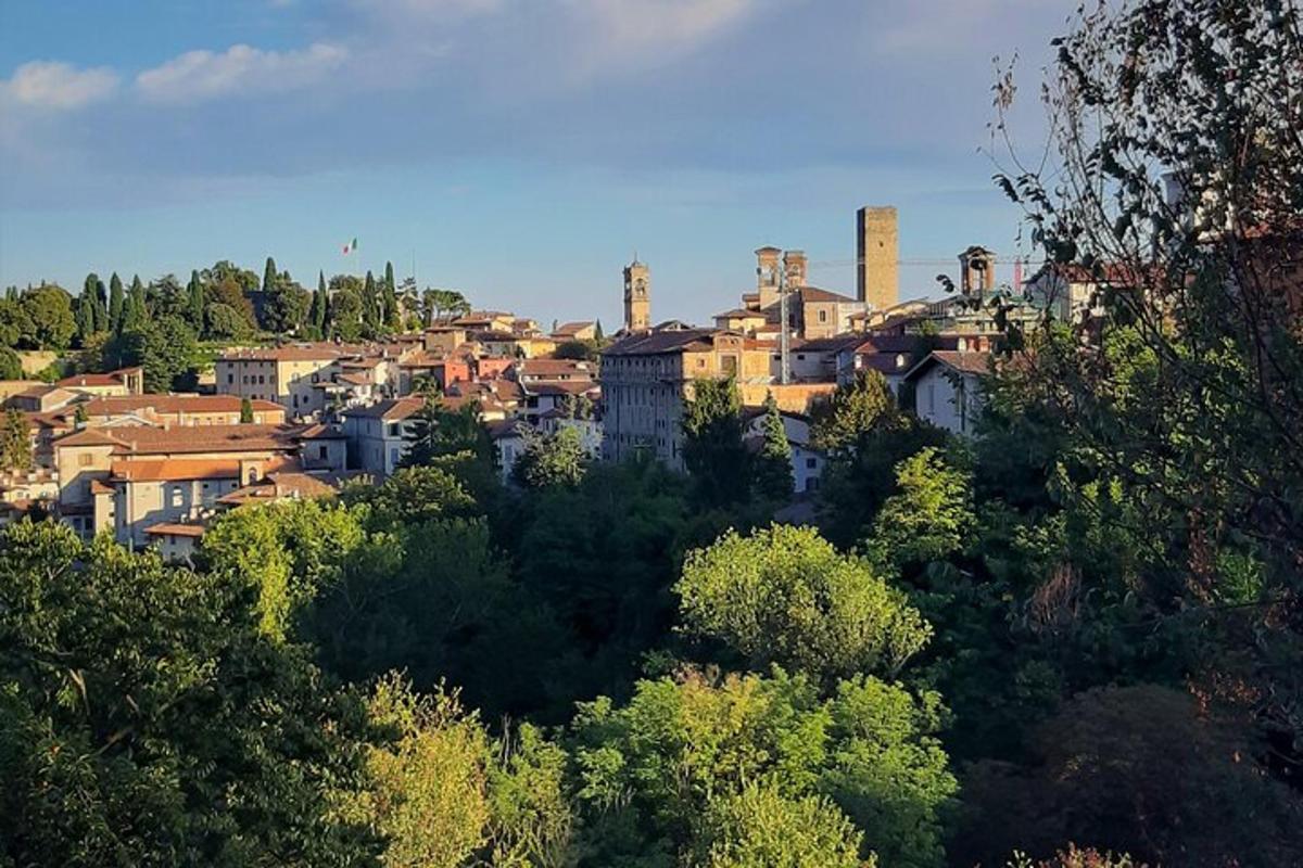 una vista di una città con edifici e alberi