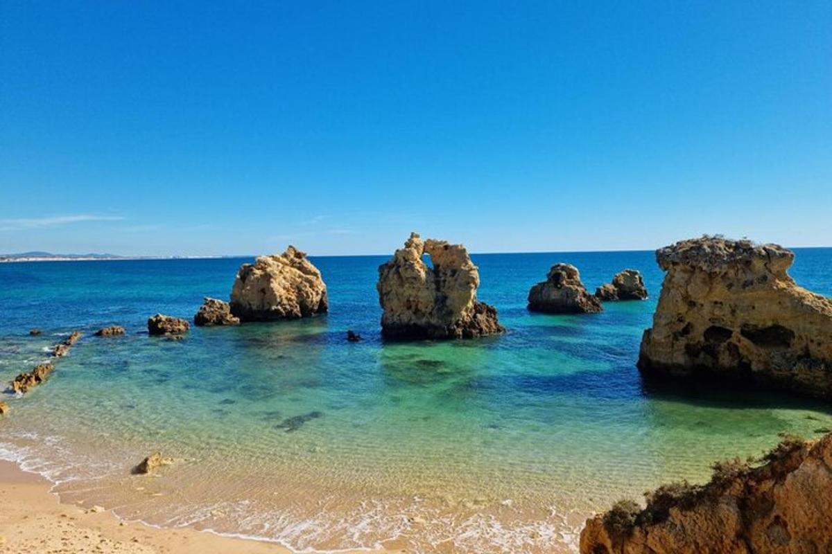 пляж з кількома каменями у воді