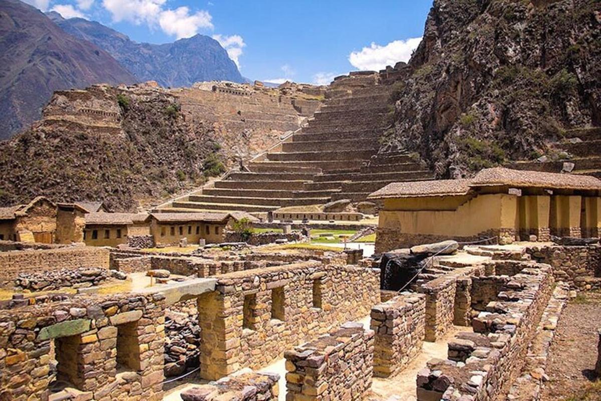 an ancient amphitheater with steps in the mountains