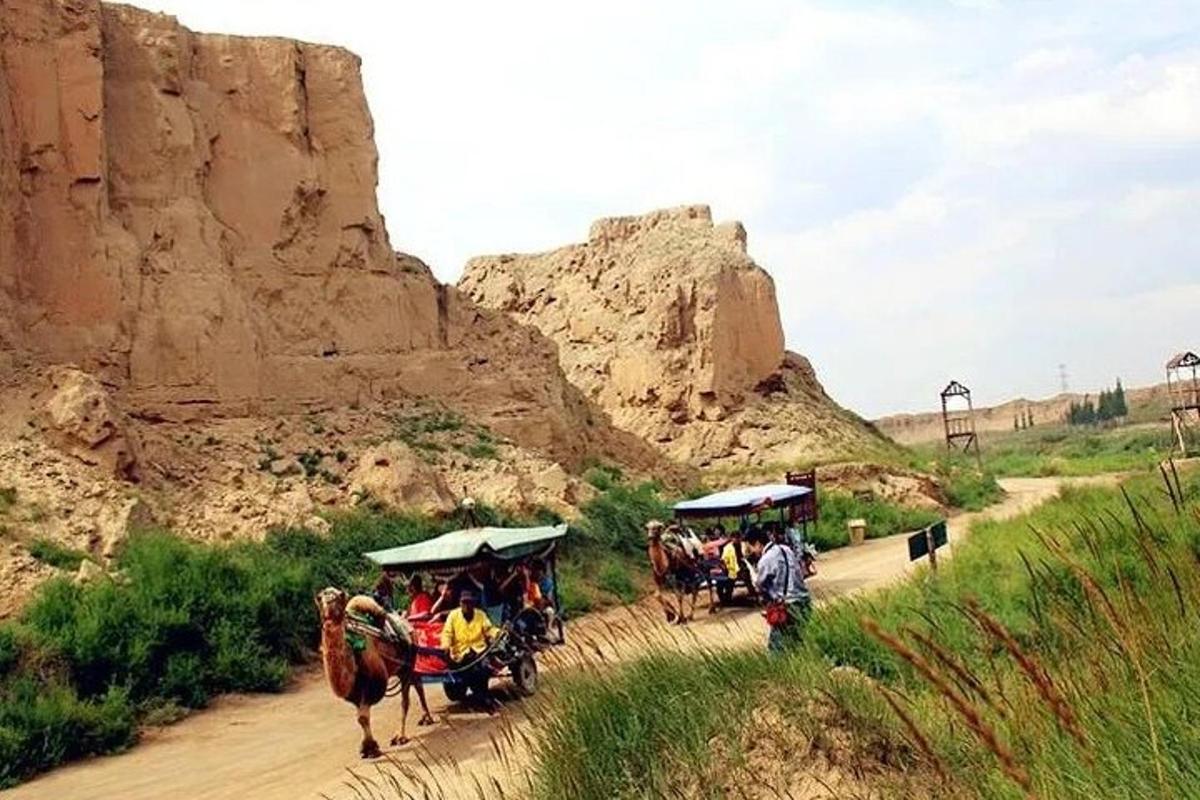 a group of people riding in a horse drawn carriage