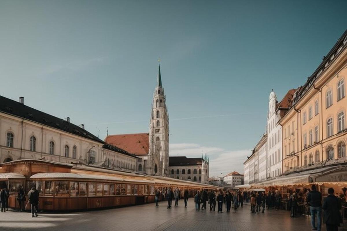 skupina lidí procházejících se po městě s hodinovou věží