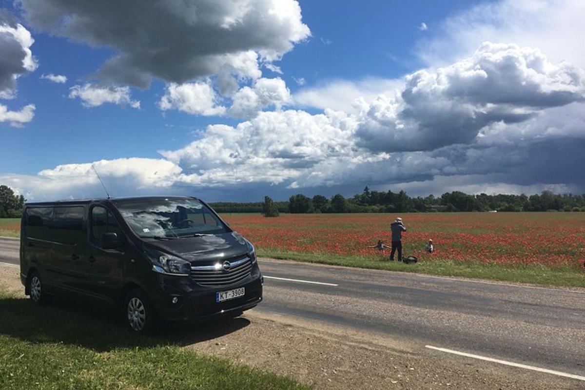 a black van parked on the side of a road