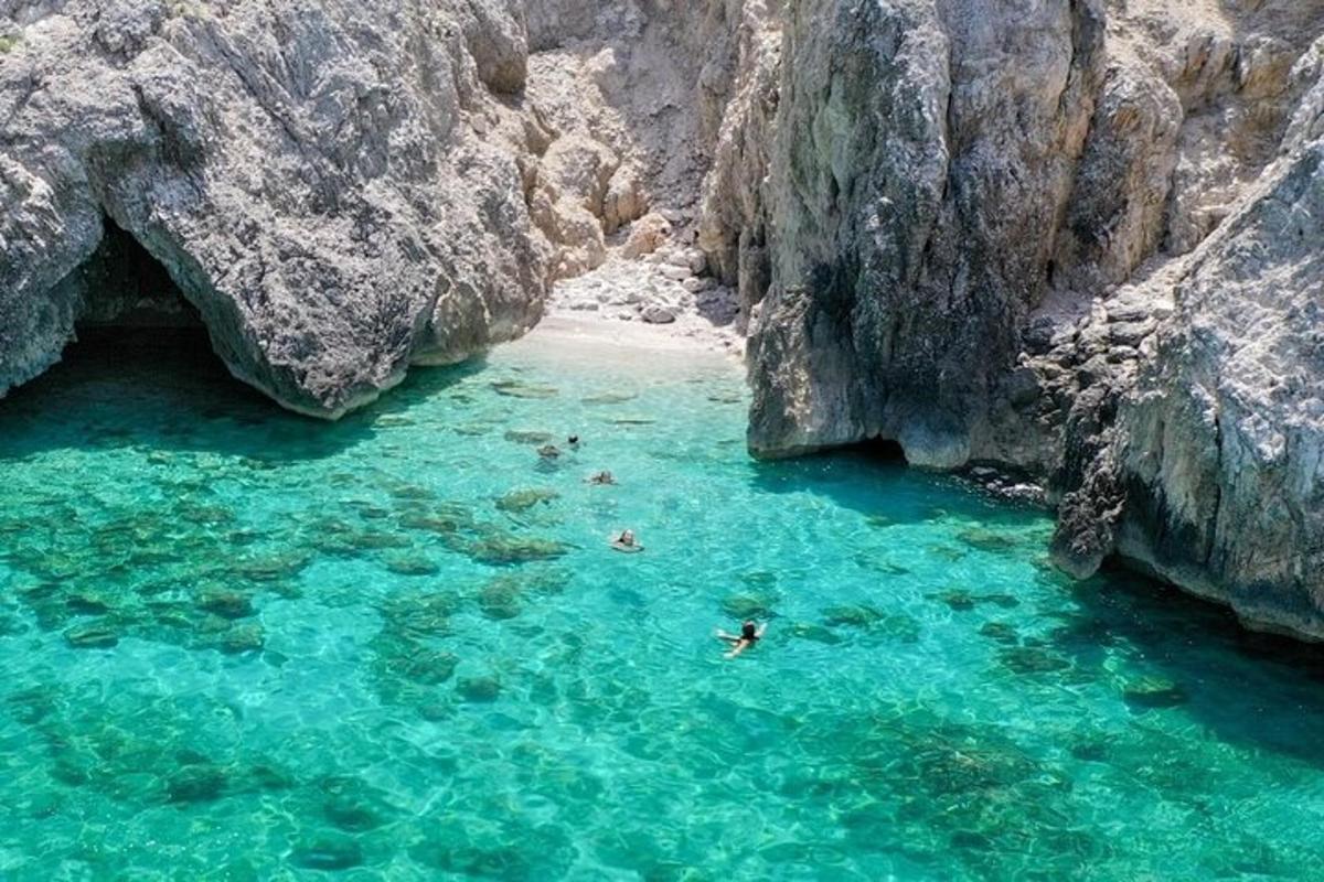 un gruppo di persone che nuotano in uno specchio d'acqua