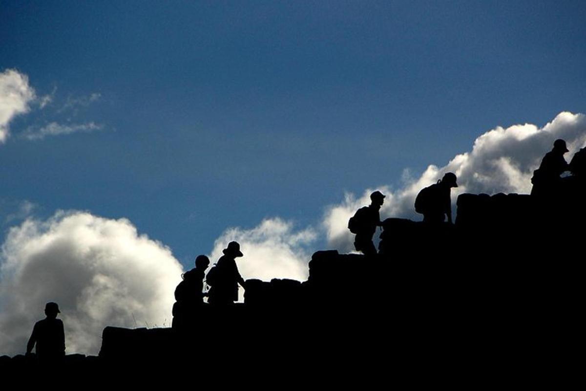 un gruppo di persone sedute in cima a una collina