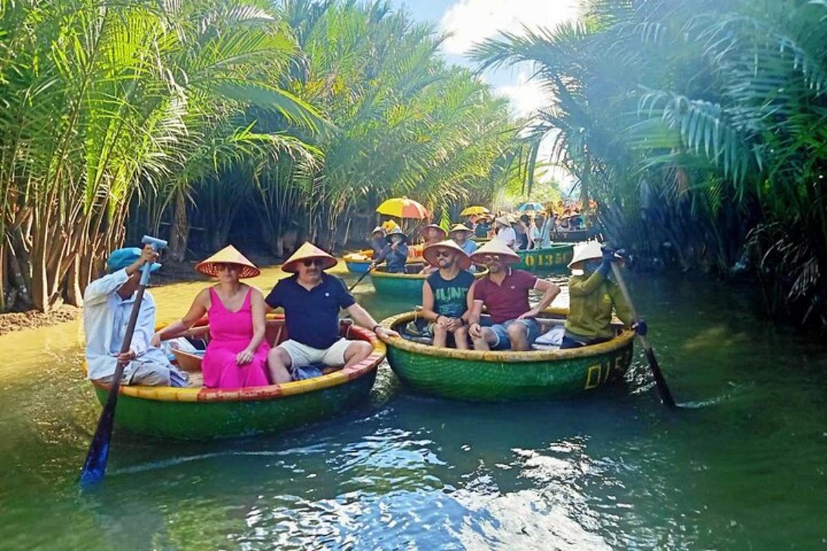 a group of people riding in boats in the water