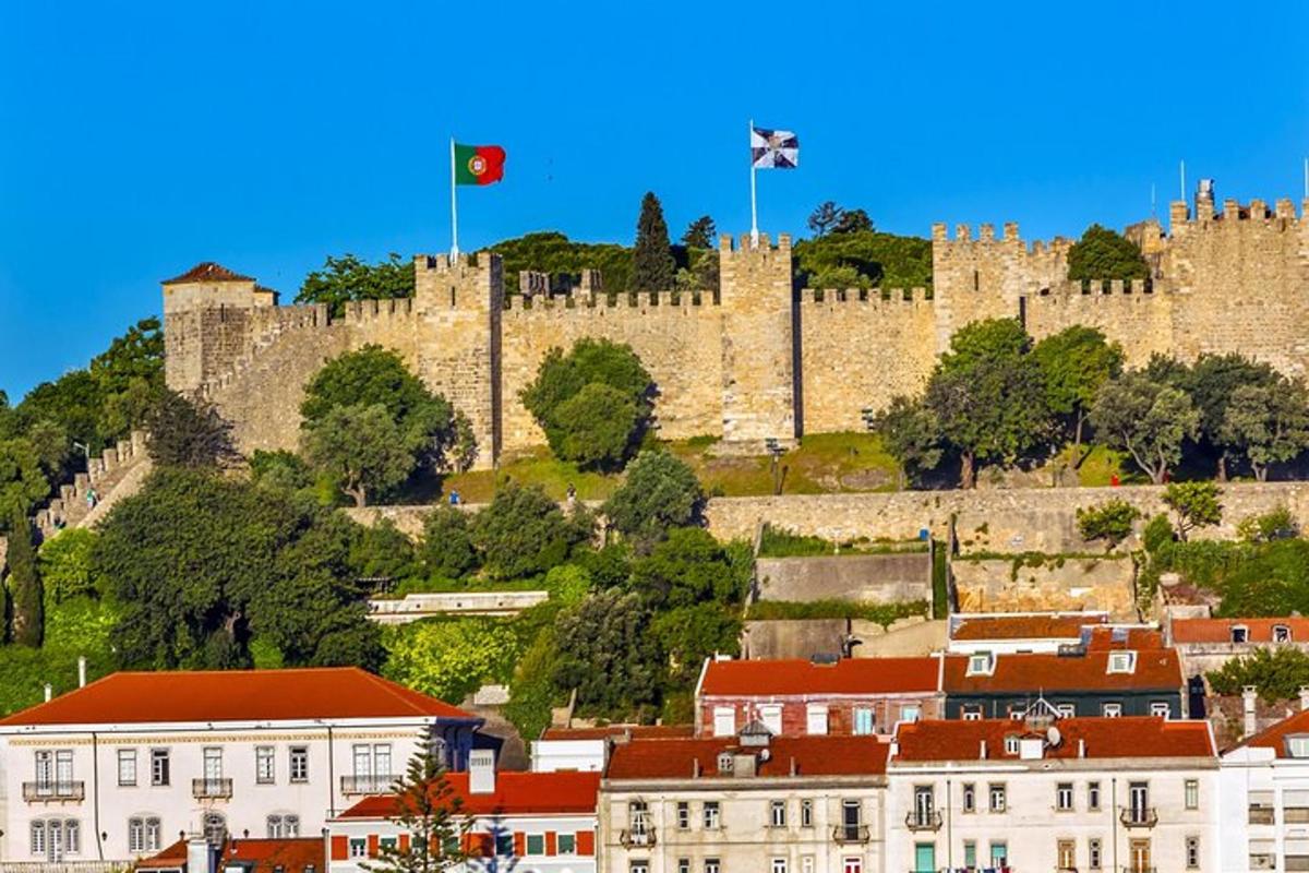 o vedere a unui oraș cu un castel în fundal