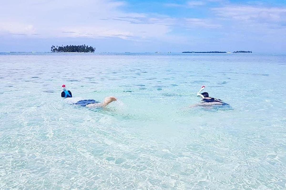 due persone che nuotano nell'acqua dell'oceano