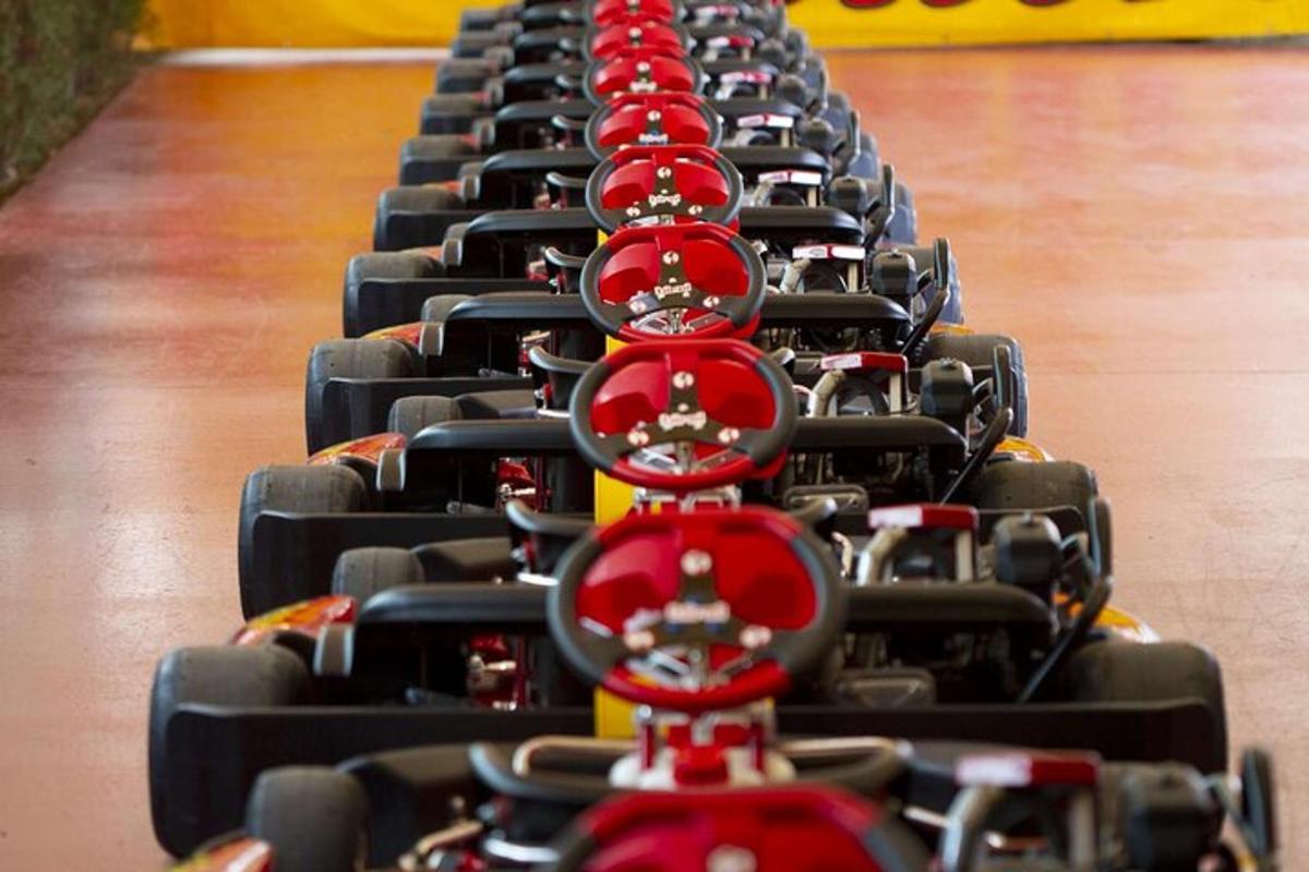 a row of race cars lined up in a row