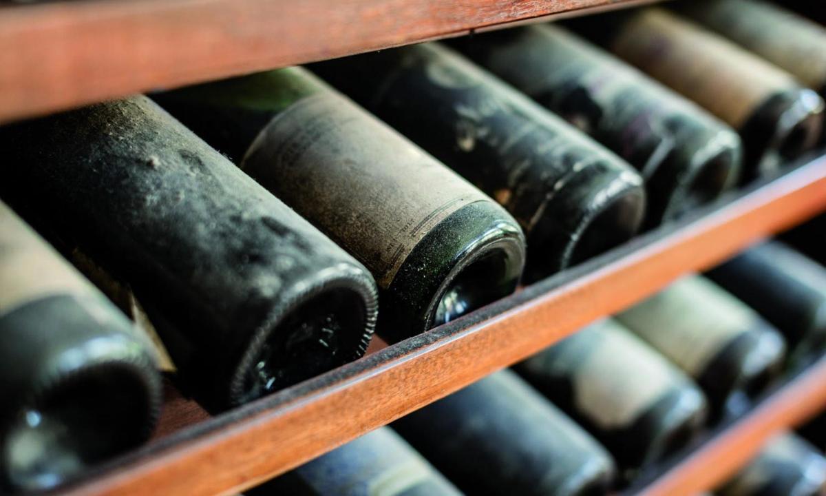 a bunch of wine bottles in a wine cellar