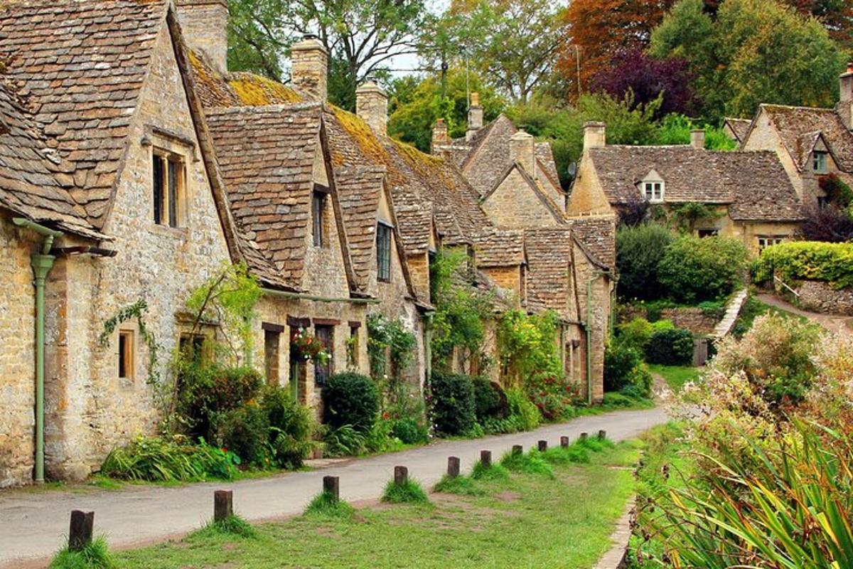 a row of stone houses on a street