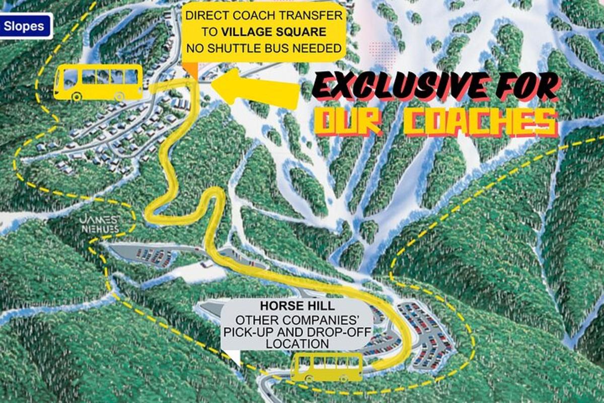 un mapa amb un autobús groc en una carretera