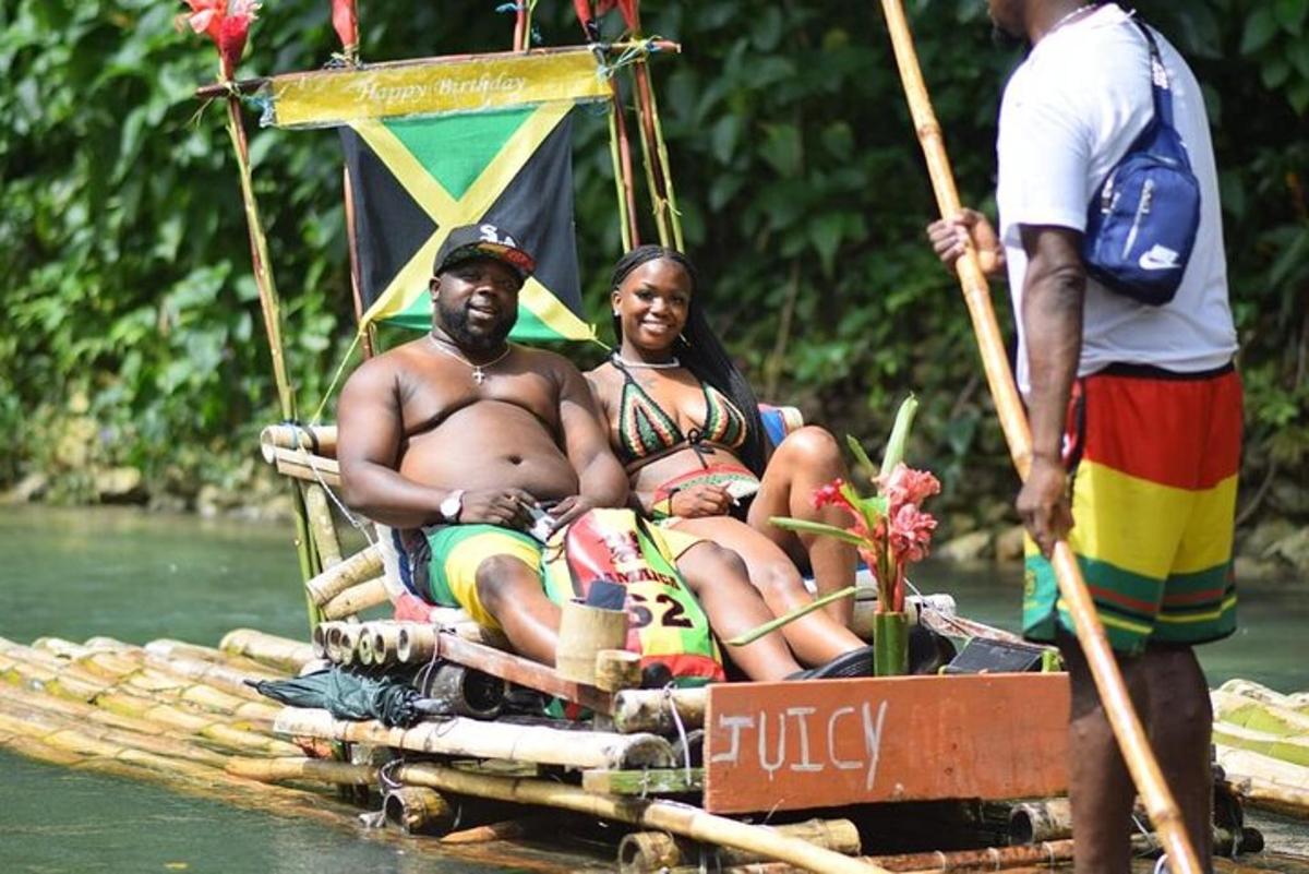 a man and a woman sitting on a raft in the water