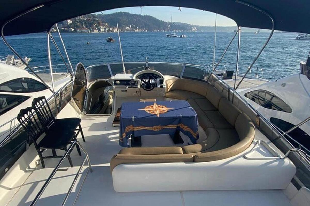 a boat with a table in the back of it