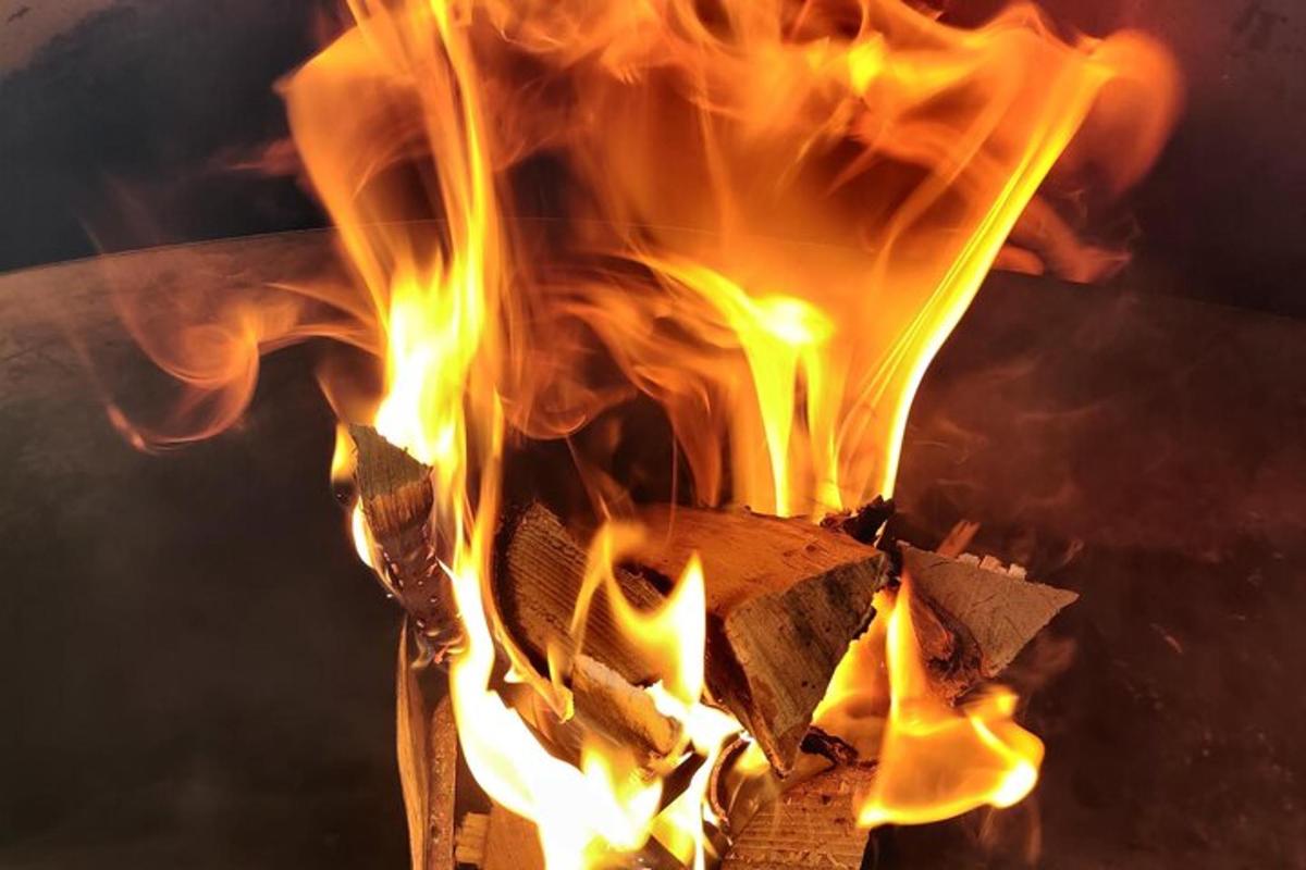 a close up of a fire in a stove