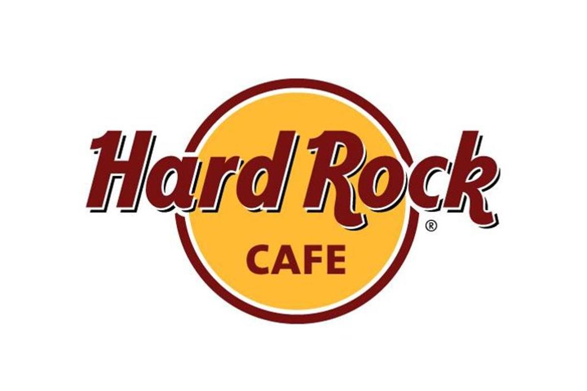 a hard rock cafe logo on a white background