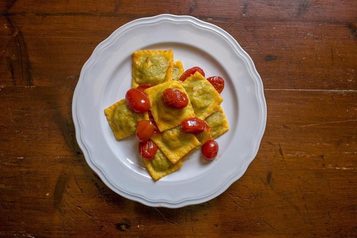 a white plate with food on a wooden table