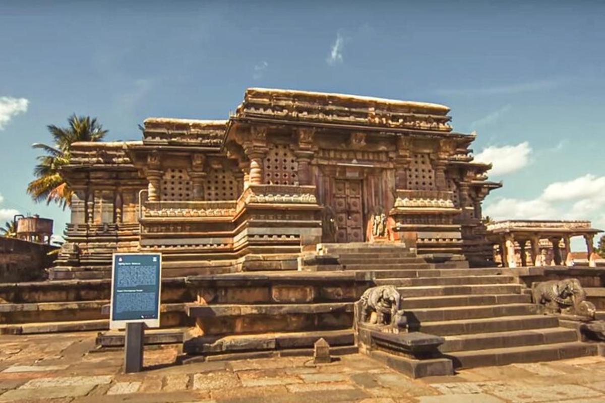 a large stone building with steps in front of it