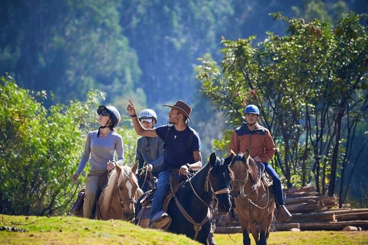 un gruppo di persone a cavallo in un campo