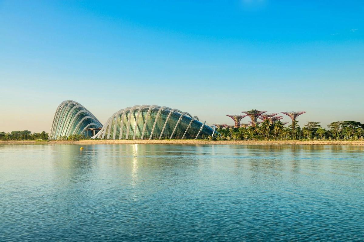two domes in the middle of a body of water