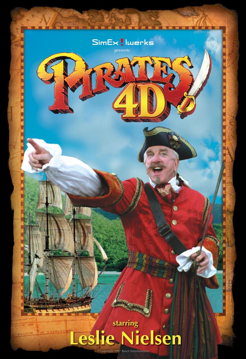 un poster di un film con un uomo in uniforme da pirata con una nave